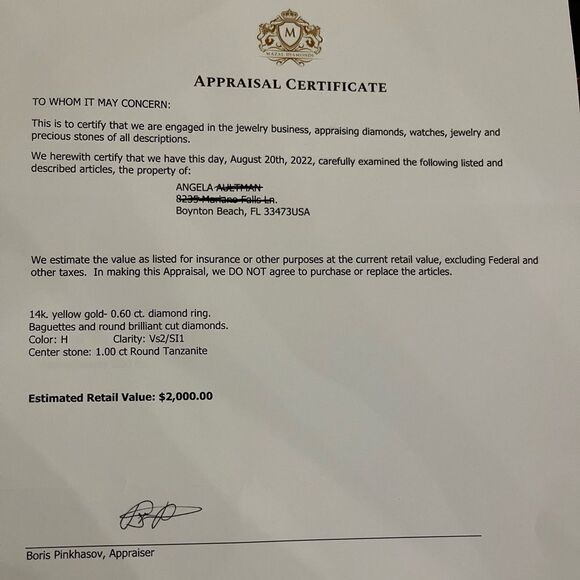 Genuine 14kt yellow gold diamond and tanzanite ring size 8 - Picture 4 of 4